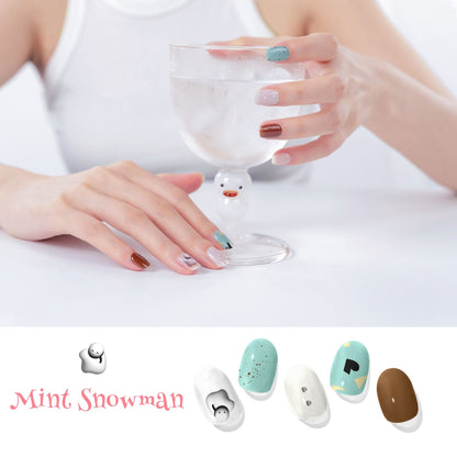 Gel Nail Strips | Mint Snowman